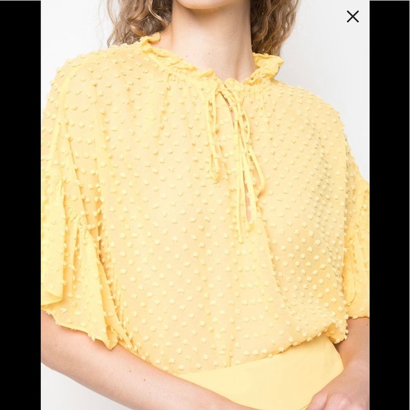 Alice + Olivia Julius oversized ruffle tunic top in yellow size S - Picture 2 of 16
